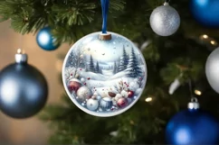 Winter Christmas Ball Scene with Forest Sublimation PNG Product Image 4