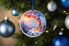 Pastell Winter Scene Ornament PNG Product Image 1