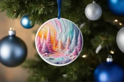 Pastell Winter Scene Ornament PNG Product Image 1