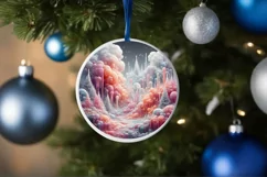Pastell Winter Scene Ornament PNG Product Image 1