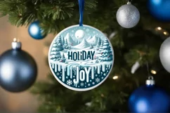 Holiday Joy Round Ornament Sublimation PNG Product Image 4