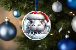 3D Round Hippo Portrait Sublimation PNG Product Image 1