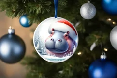 Round Hippo Portrait Sublimation PNG Product Image 1