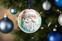 3D Santa Round Ornament Sublimation PNG Product Image 4