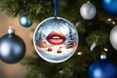 Winter Scene Sexy Lips Round Ornament Sublimation PNG Product Image 4