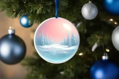 Pastell Winter Scene Ornament PNG Product Image 1