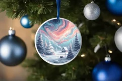 Winter Scene Pastel Candy Round Sublimation PNG Product Image 4