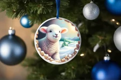 Snow Made Wall Lamb Smiling Round Ornament Sublimation PNG Product Image 4