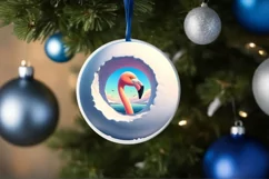 Snow Made Wall Flamingo Smiling Round Ornament Sublimation Product Image 1