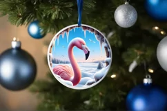 Snow Made Wall Flamingo Smiling Round Ornament Sublimation Product Image 4