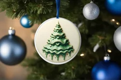 3D Christmas Tree Round Ornament Sublimation PNG Product Image 1