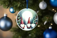 Colorful Watercolor Gnomes Round Ornament Product Image 4