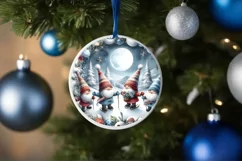 Winter Gnomes Round Ornament Sublimation PNG Product Image 4