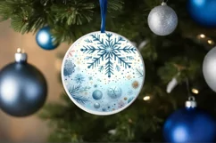 Colorful Snowflake Christmas Ornament Sublimation PNG Product Image 4