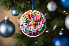Round Christmas Ornament with Deer Melting Edges PNG Product Image 4