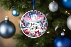 Santa Large Text Round Ornament Sublimation PNG Product Image 4