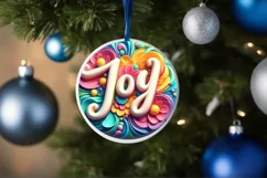 Joy 3D Joy Round Ornament Sublimation PNG Product Image 1