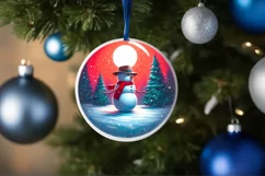 Cow Boy Christmas Scene Ornament PNG Product Image 1