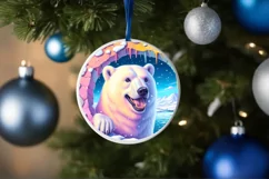 Snow Made Wall Polar Bear Smiling Round Ornament Sublimation Product Image 4