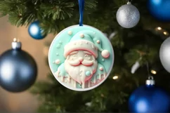 Santa with Melting Edges Round Ornament Sublimation PNG Product Image 4