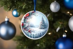 Winter Scene with Flowers Round Ornament Sublimation PNG Product Image 4