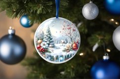 Winter Scene with Flowers Round Ornament Sublimation PNG Product Image 4