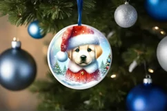 3D Winter Scene Puppy Portrait Round Ornament Sublimation Product Image 4