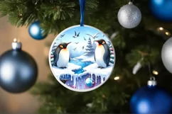 Penguins Watercolor Winter Scene PNG Product Image 4