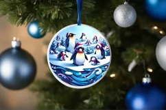 Penguins Watercolor Winter Scene PNG Product Image 1