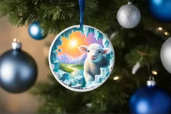 Melting Ice Wall with Smiling Lamb Round Ornament Product Image 4