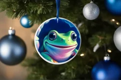 Icy Wall with Smiling Frog Round Ornament Sublimation PNG Product Image 4
