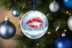 Winter Scene Sexy Lips Round Ornament Sublimation PNG Product Image 4