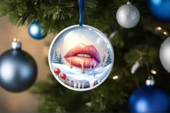 Winter Scene Sexy Lips Round Ornament Sublimation PNG Product Image 4