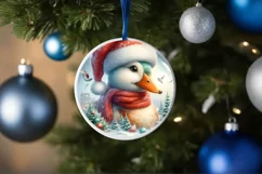 Watercolor Christmas Winter Scene Duck Product Image 1