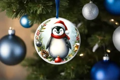 Watercolor Christmas Penguin Portrait Product Image 4