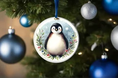Watercolor Christmas Penguin Portrait Product Image 1