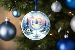 Winter Scene with Champaigne Round Ornament Sublimation PNG Product Image 1