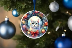 Colorful Cat Christmas Ornament Sublimation PNG Product Image 1
