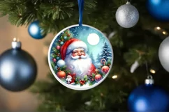 Christmas Santa Round Ornament Sublimation PNG Product Image 1