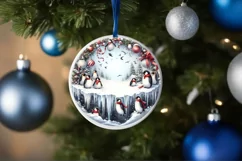Round Winter Scene with Penguins PNG Product Image 4