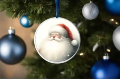Santa Gnome Round Ornament Sublimation PNG Product Image 4