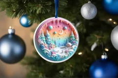 Winter Scenee Martzipan 3D Round Ornament PNG Product Image 1