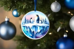 Penguins Winter 3D Round Ornament PNG Product Image 4