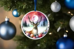Colorful Reindeer Winter Scene PNG Product Image 4