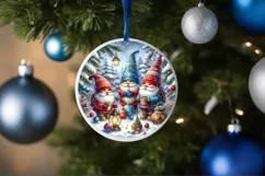 Winter Gnomes Round Ornament Sublimation PNG Product Image 4