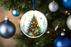 Christmas Tree Round Ornament Sublimation PNG Product Image 4