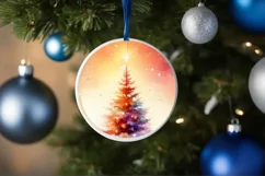 Colorful Christmas Tree Watercolor PNG Product Image 4