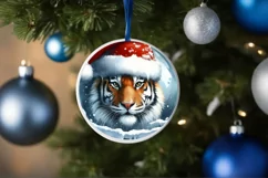 3D Winter Scene Tiger Portrait Round Ornament Sublimation Product Image 4