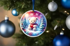 Round Winter Scene with Teddy Bear PNG Product Image 4