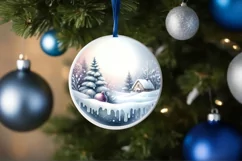 Round Winter Scene with Penguins PNG Product Image 4